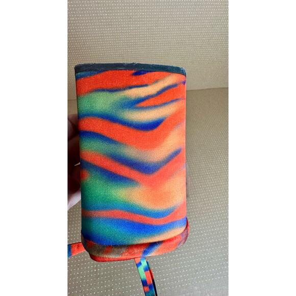 ASOS Design Colorful Orange Blue Heels Strappy‎ Square Toe Tie Up High Heel - Picture 8 of 12